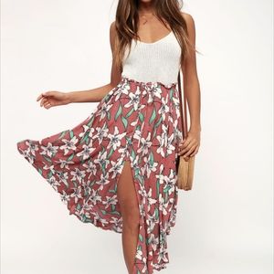 O'Neill Kalani dusty Rose Floral Print Midi Skirt